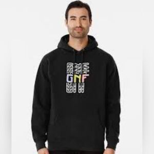 black GeorgeNotFound GNF logo hoodie